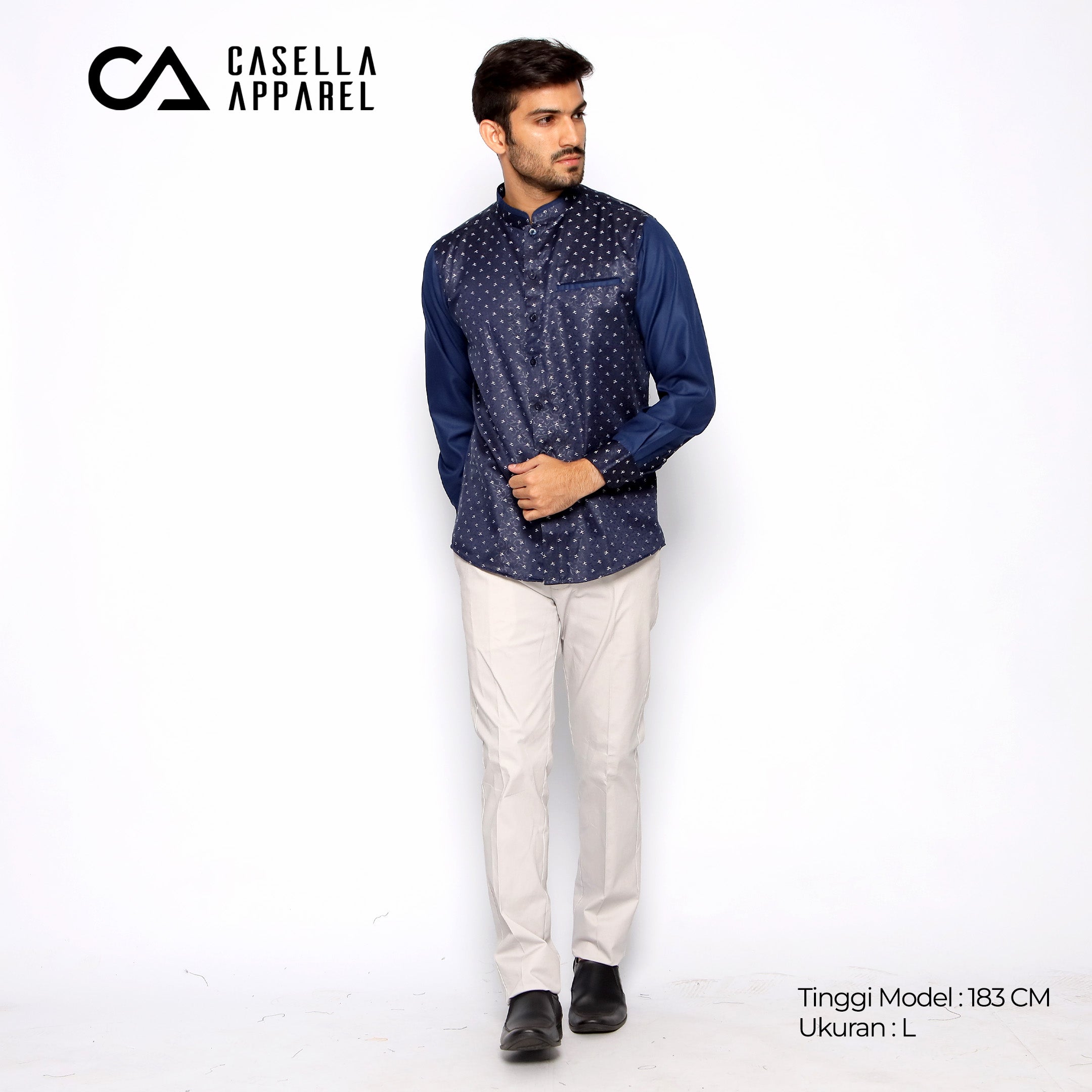 Koko Batik Jeddah Lengan Panjang 9925 Navy
