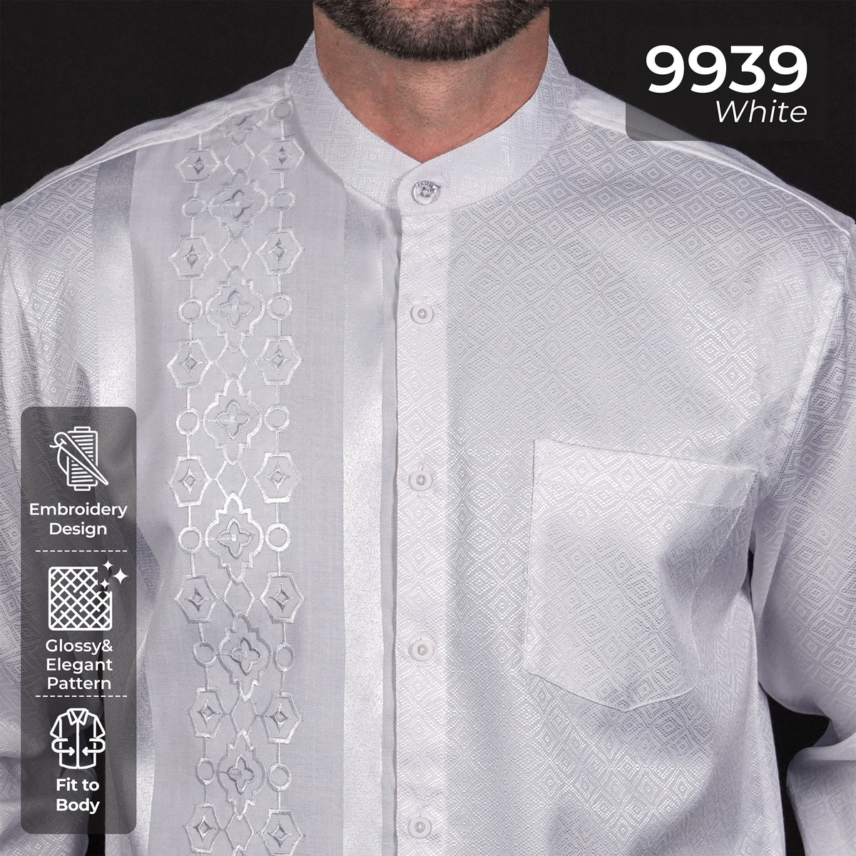 Koko Arabesque Embroidery White Lengan Panjang 9939 White