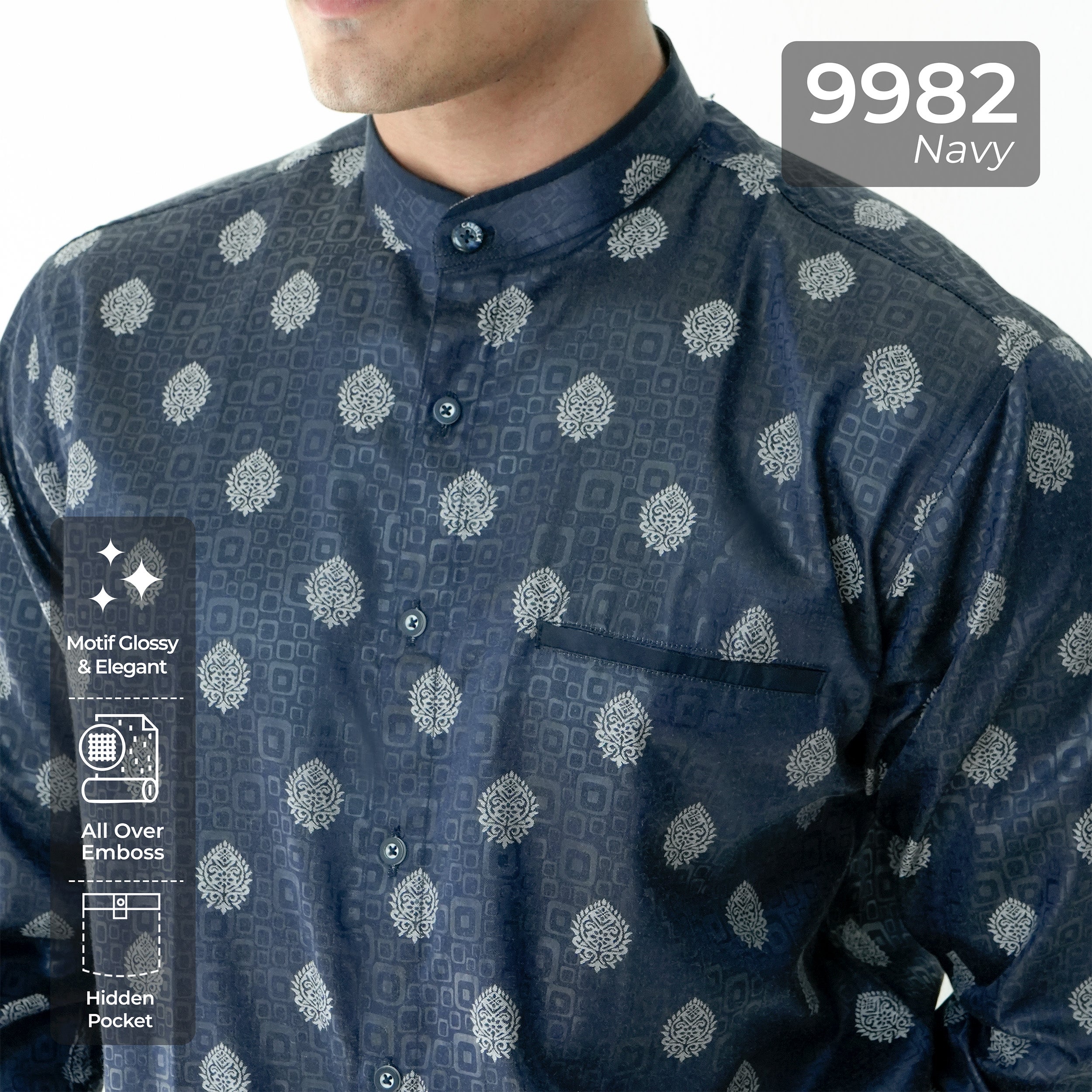 Koko Batik Syam Lengan Panjang 9982 Navy