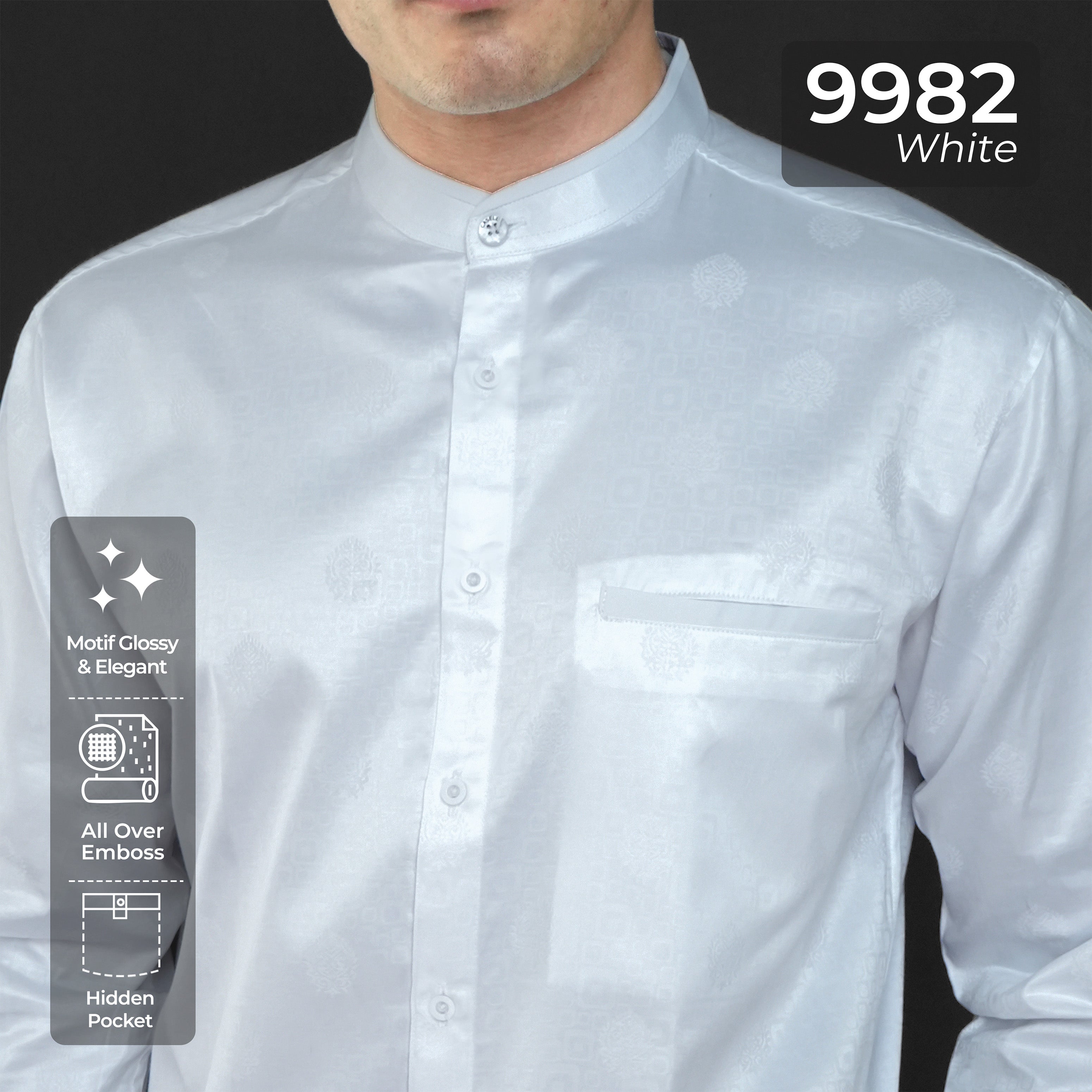 Koko Batik Syam Lengan Panjang 9982 White