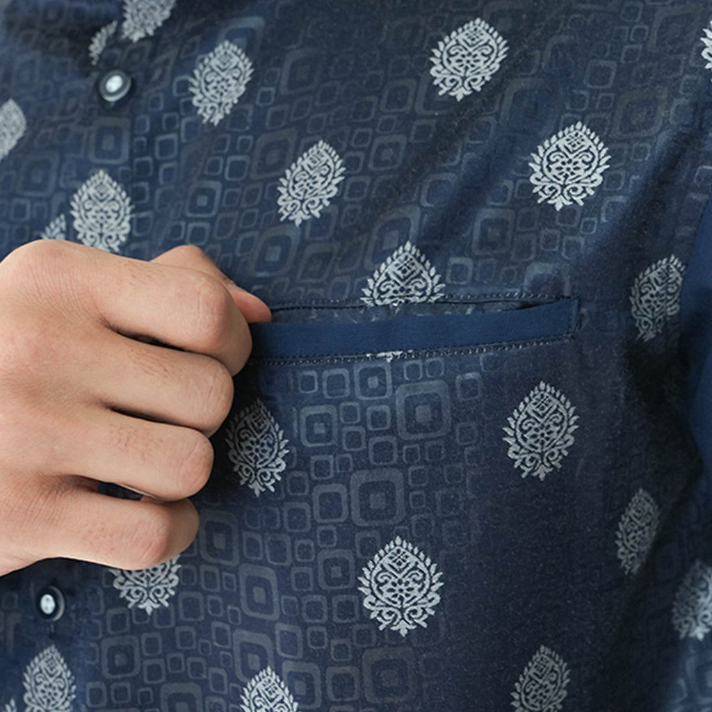Koko Batik Jeddah Lengan Panjang 9986 Navy