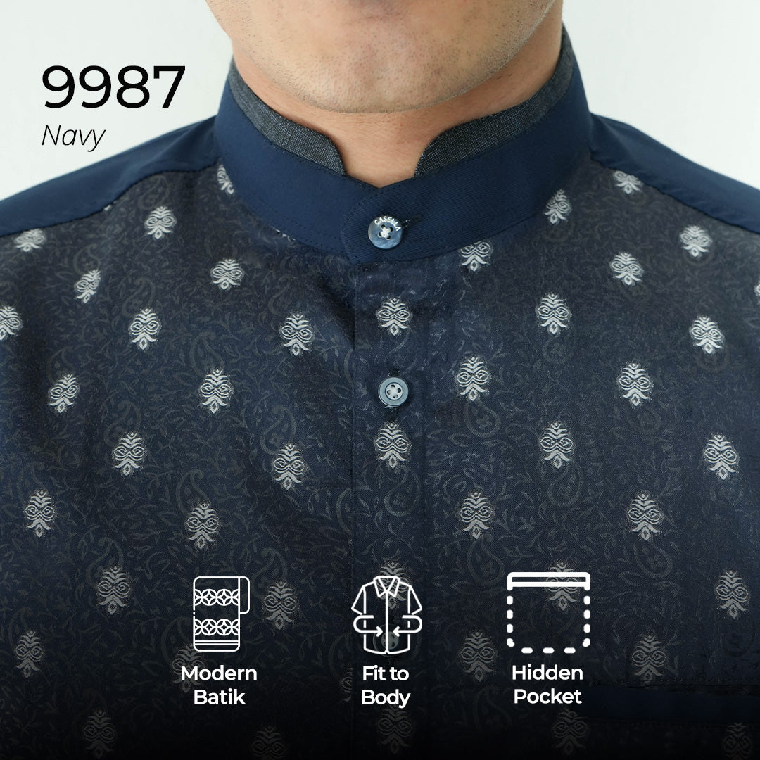 Koko Batik Jeddah Lengan Panjang 9987 Navy