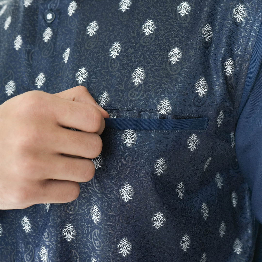 Koko Batik Jeddah Lengan Panjang 9987 Navy