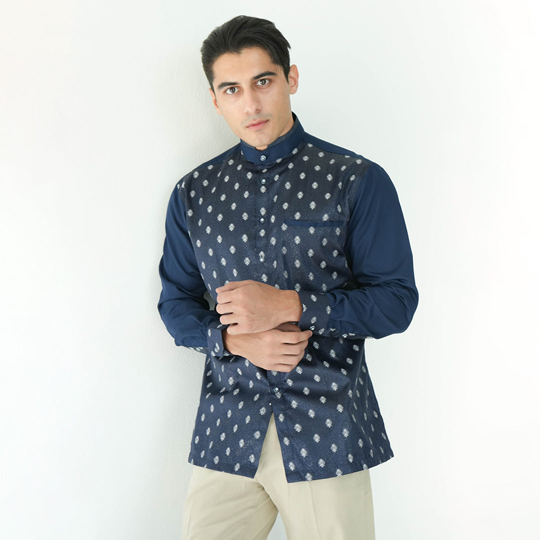 Koko Batik Jeddah Lengan Panjang 9987 Navy