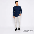 Kemeja Koko Shanghai Solid Lengan Panjang 7721 Navy
