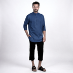 Kurta Hamzah Two Tone Lengan ¾ 5002 Deep Blue