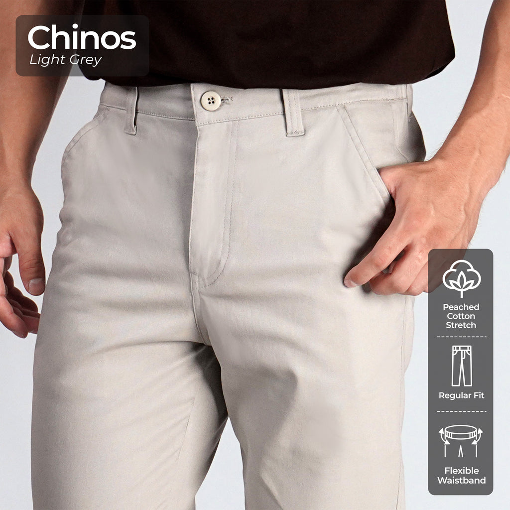 Alterra x Casella Celana Panjang Chinos Stretch Regular Fit Light Grey
