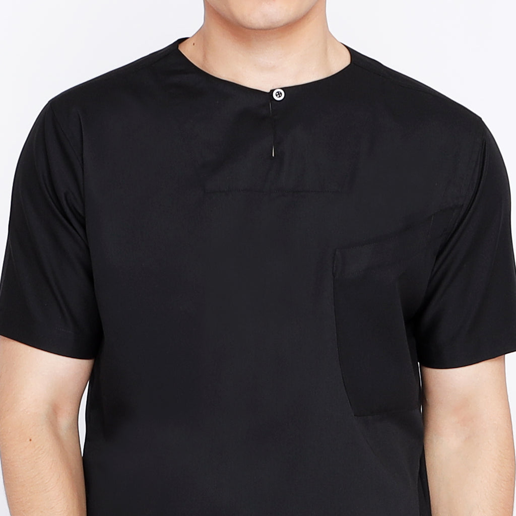 Kurta Umar Solid Lengan Pendek 3003 Black