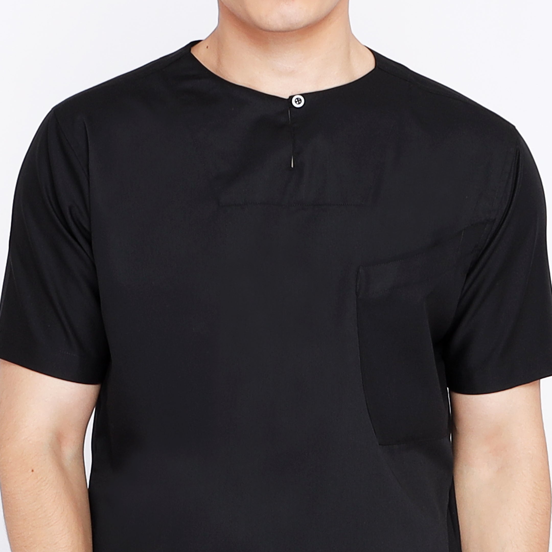 Kurta Umar Solid Lengan Pendek 3003 Black
