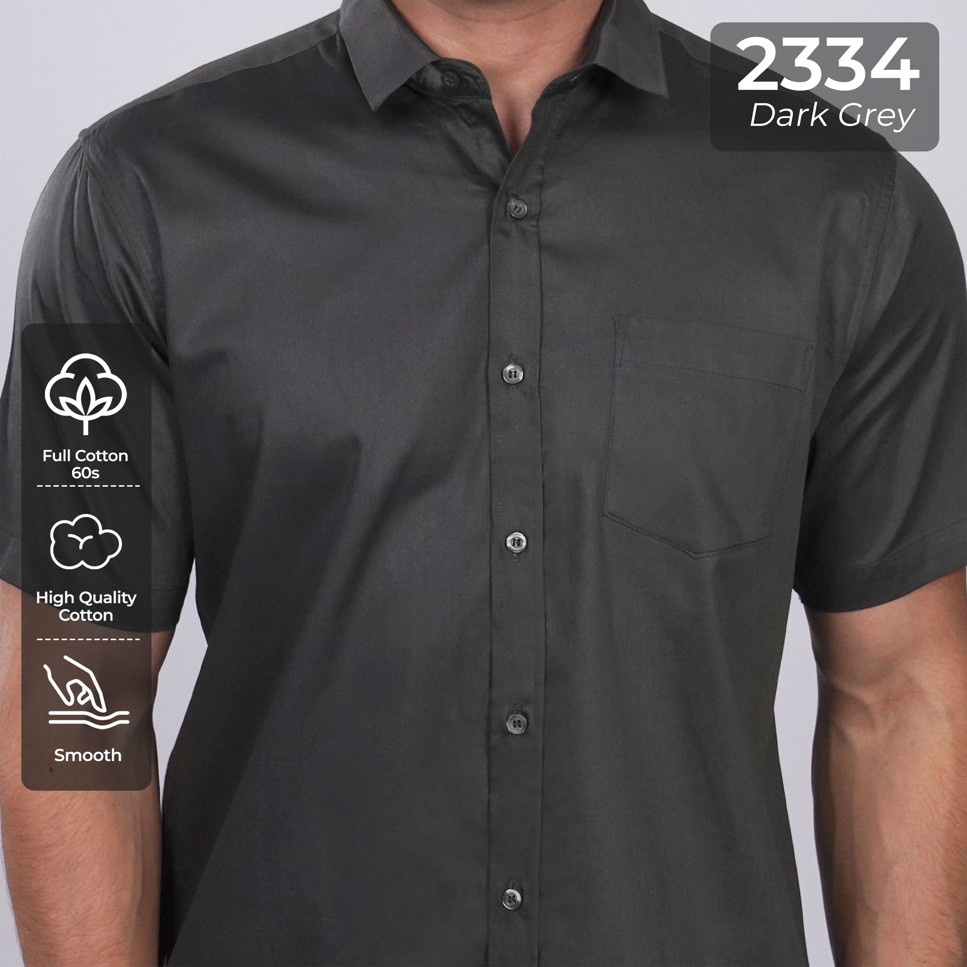 Kemeja Premium Gallant Lengan Pendek 2334 Dark Grey