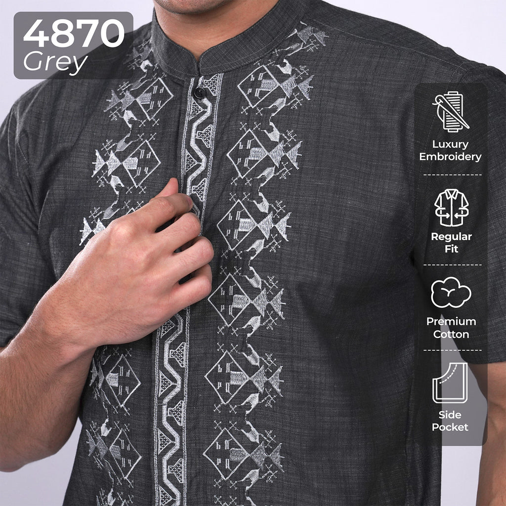 Koko Bordir Ibrahim Lengan Pendek 4870 Grey