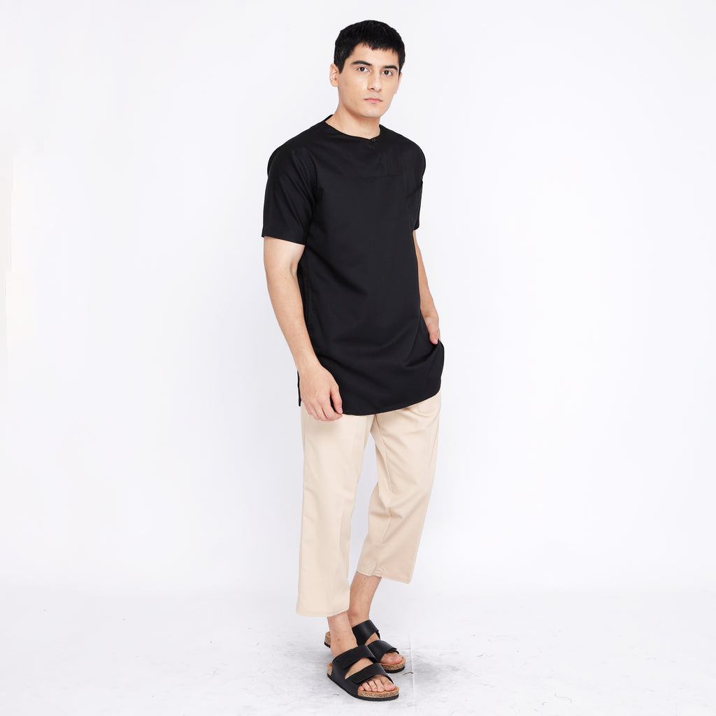 Kurta Umar Solid Lengan Pendek 3003 Black