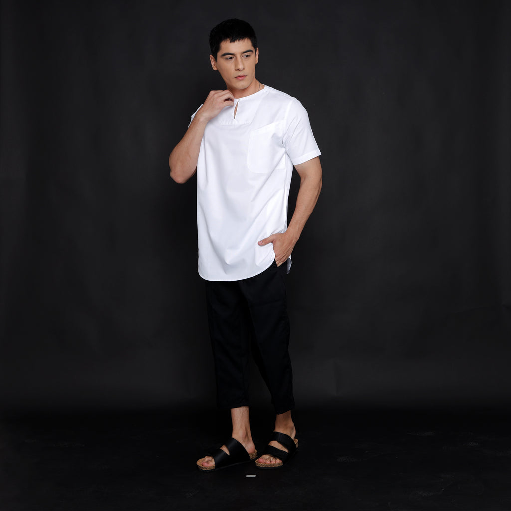 Kurta Umar Solid Lengan Pendek 3003 White