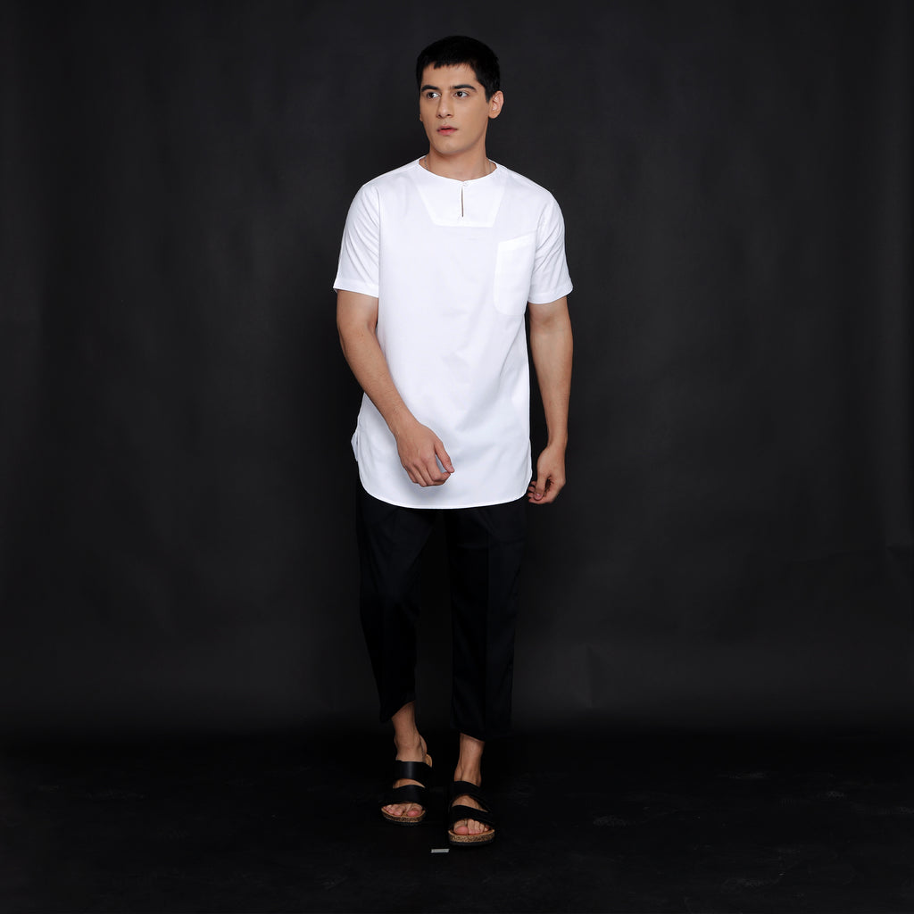 Kurta Umar Solid Lengan Pendek 3003 White