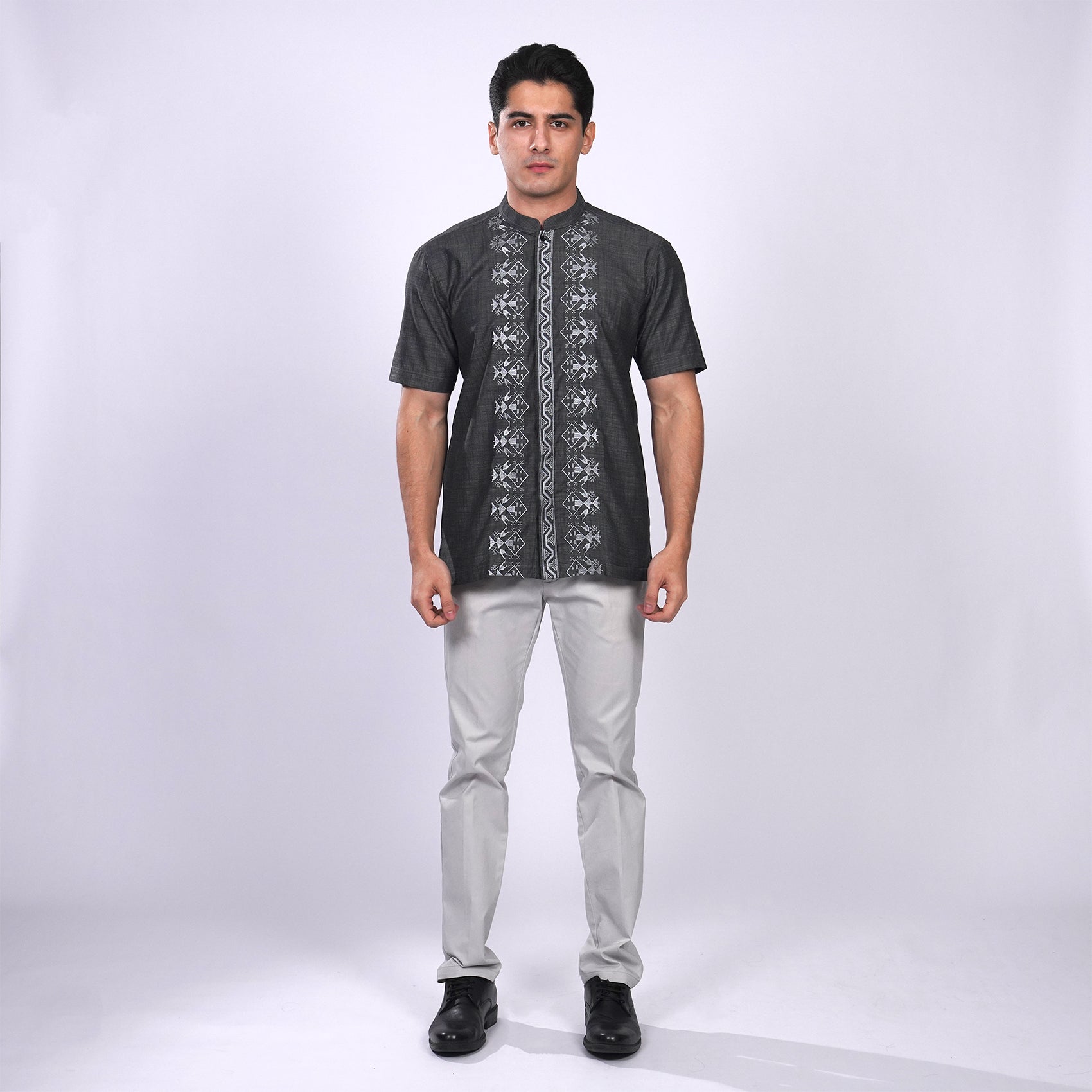 Koko Bordir Ibrahim Lengan Pendek 4870 Grey