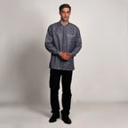 Kemeja Koko Zayn Emboss Lengan Panjang 9020 Grey