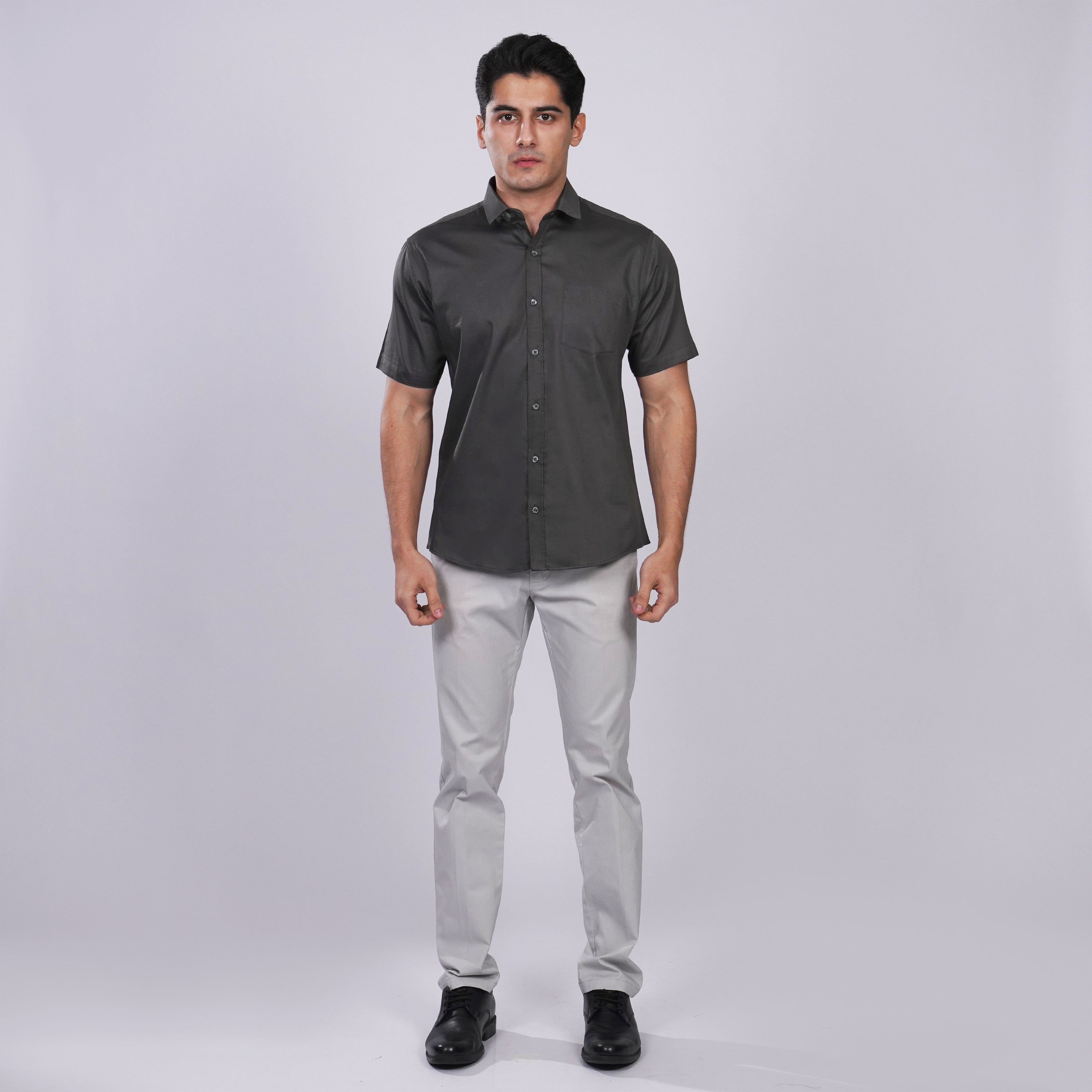 Kemeja Premium Gallant Lengan Pendek 2334 Dark Grey