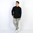 Kemeja Koko Shanghai Solid Lengan Panjang 7721 Black