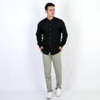 Kemeja Koko Shanghai Solid Lengan Panjang 7721 Black