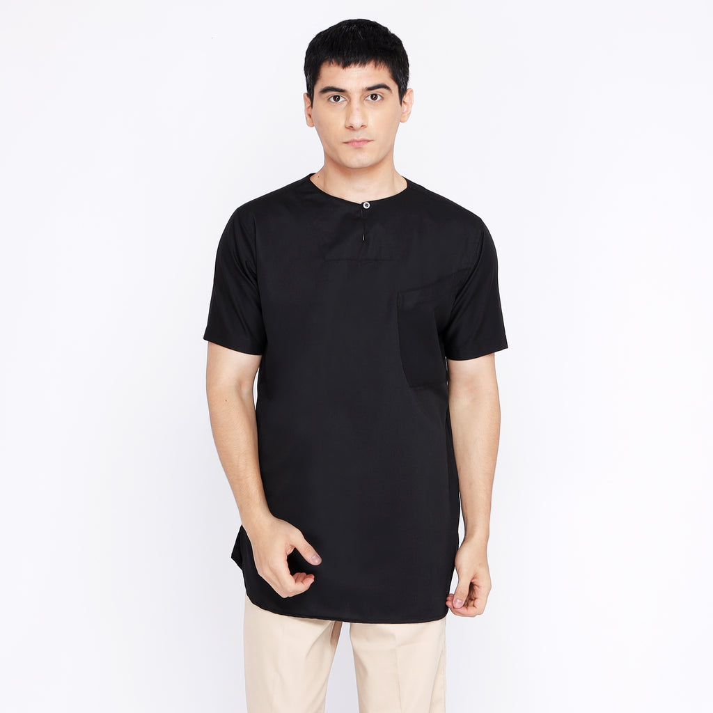 Kurta Umar Solid Lengan Pendek 3003 Black