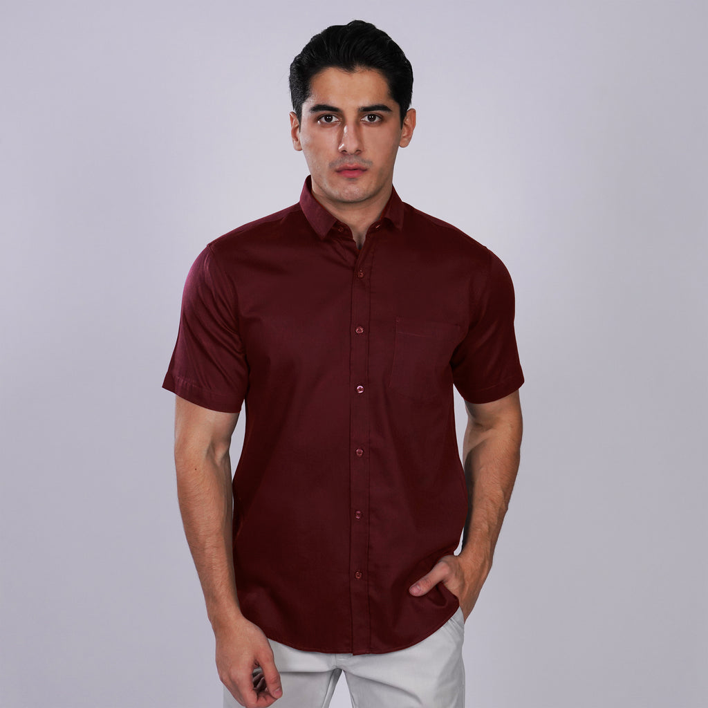 Kemeja Premium Gallant Lengan Pendek 2334 Maroon