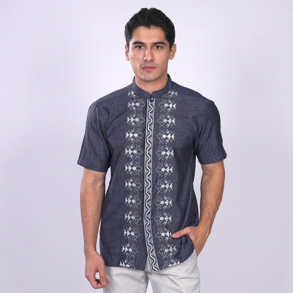 Koko Bordir Ibrahim Lengan Pendek 4870 Navy