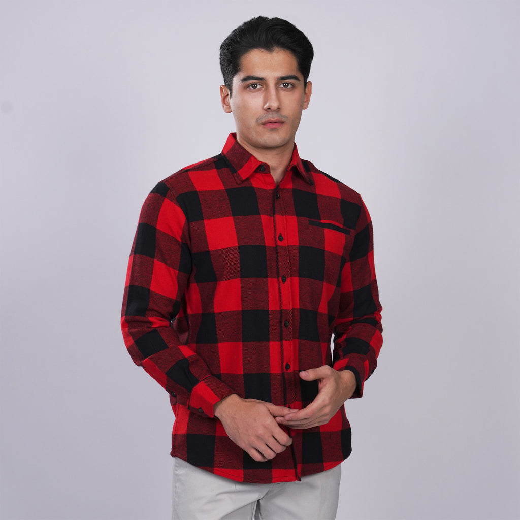 Kemeja Flanel Lengan Panjang 7748 Fire Red