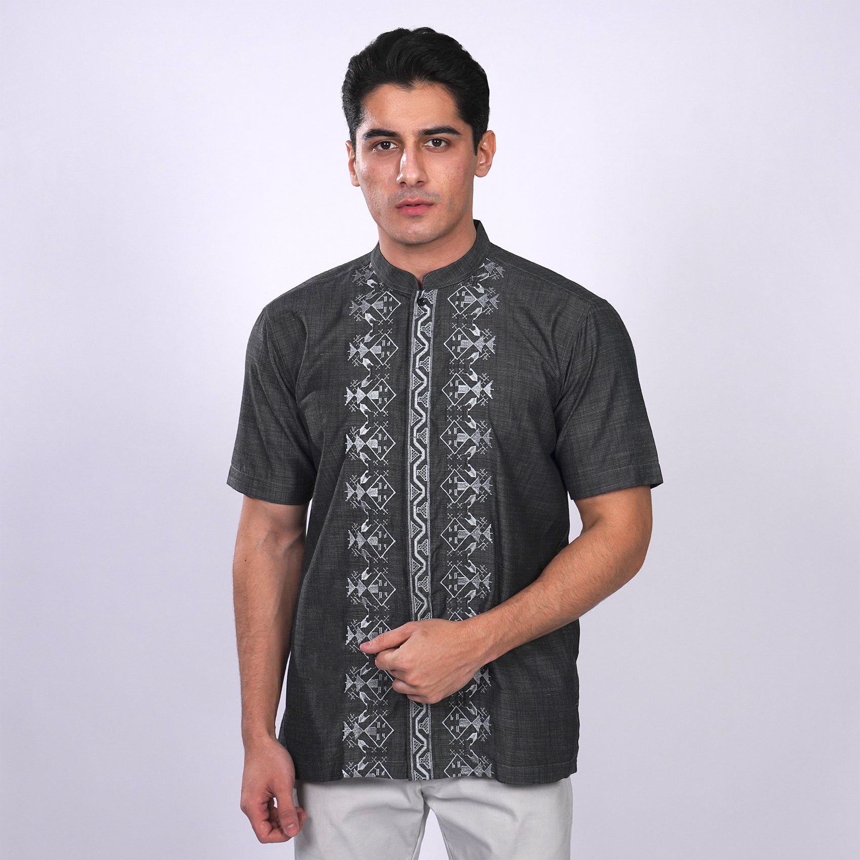 Koko Bordir Ibrahim Lengan Pendek 4870 Grey
