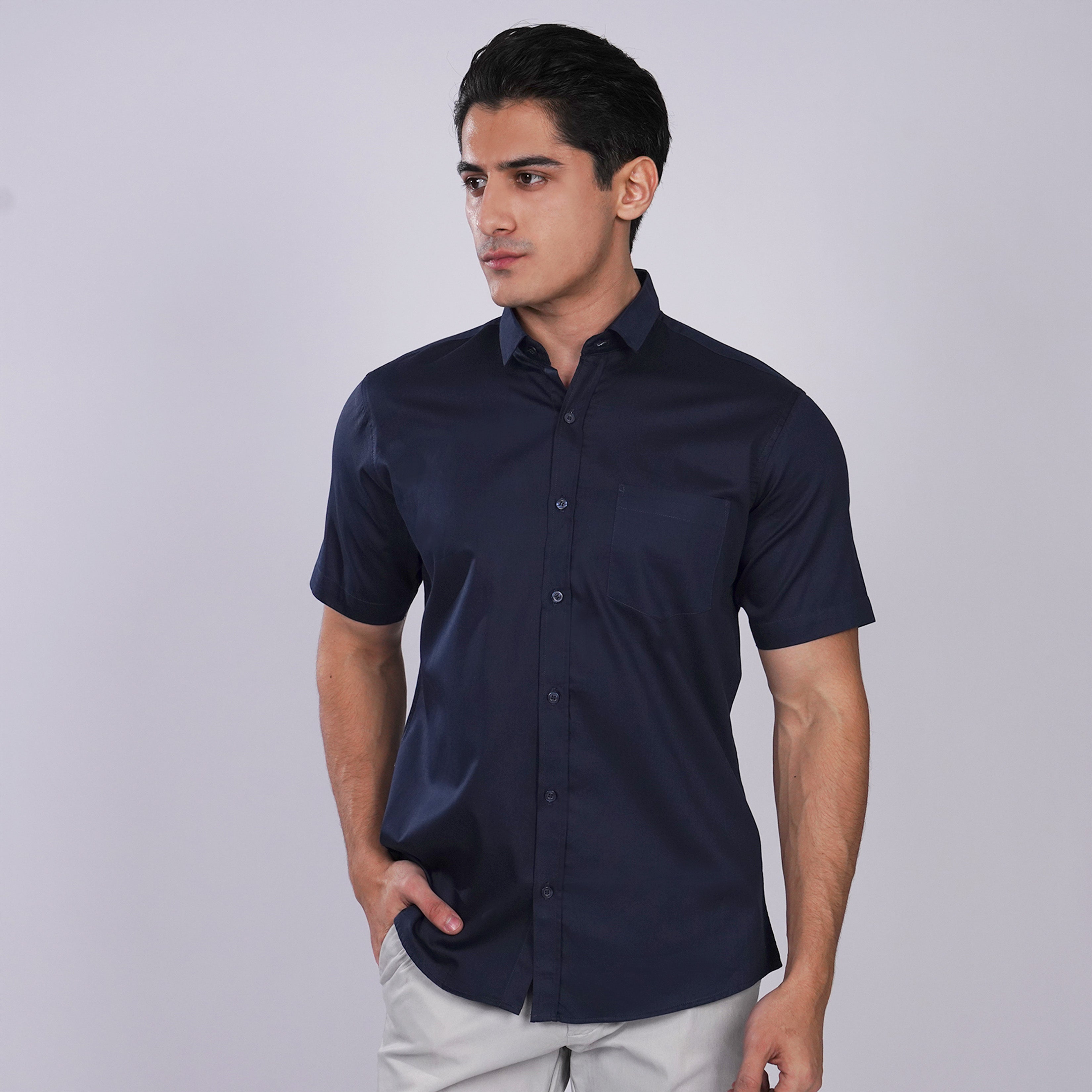 Kemeja Premium Gallant Lengan Pendek 2334 Navy