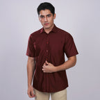 Kemeja Premium Gallant Lengan Pendek 2334 Maroon