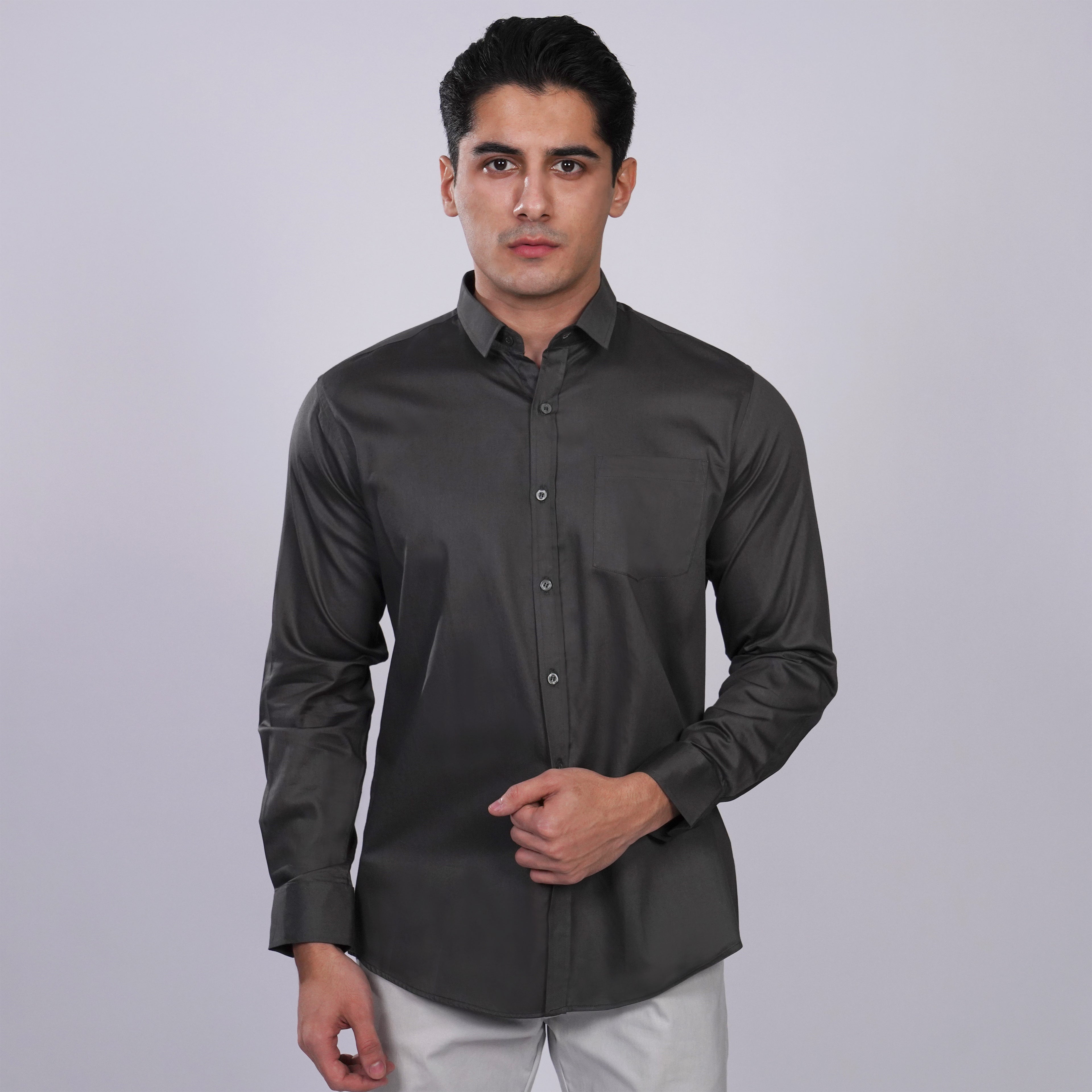 Kemeja Premium Gallant Lengan Panjang 7774 Dark Grey