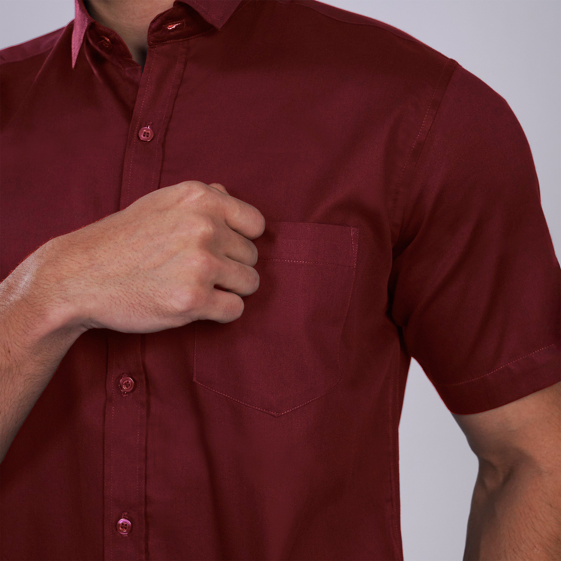 Kemeja Premium Gallant Lengan Pendek 2334 Maroon