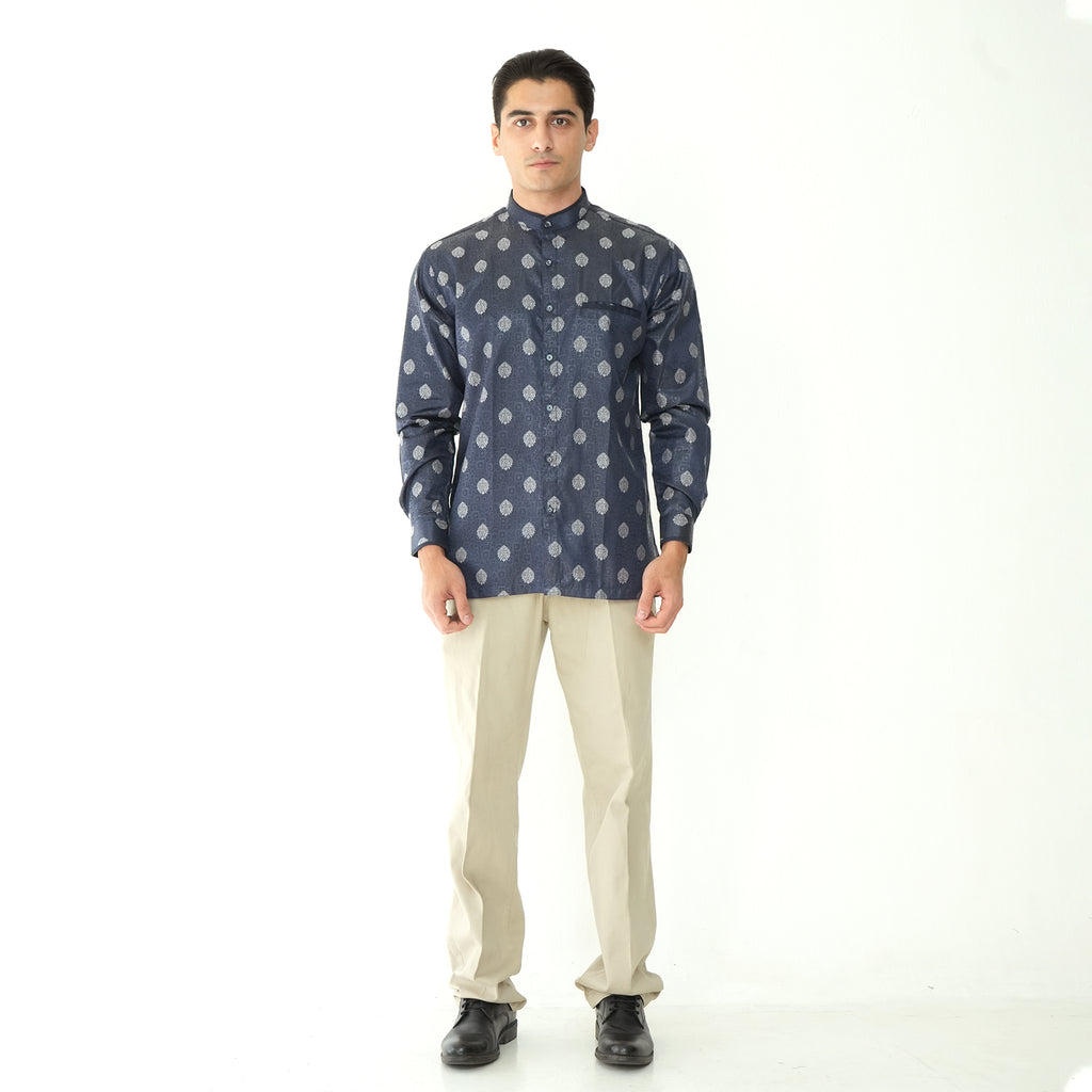 Koko Batik Syam Lengan Panjang 9982 Navy