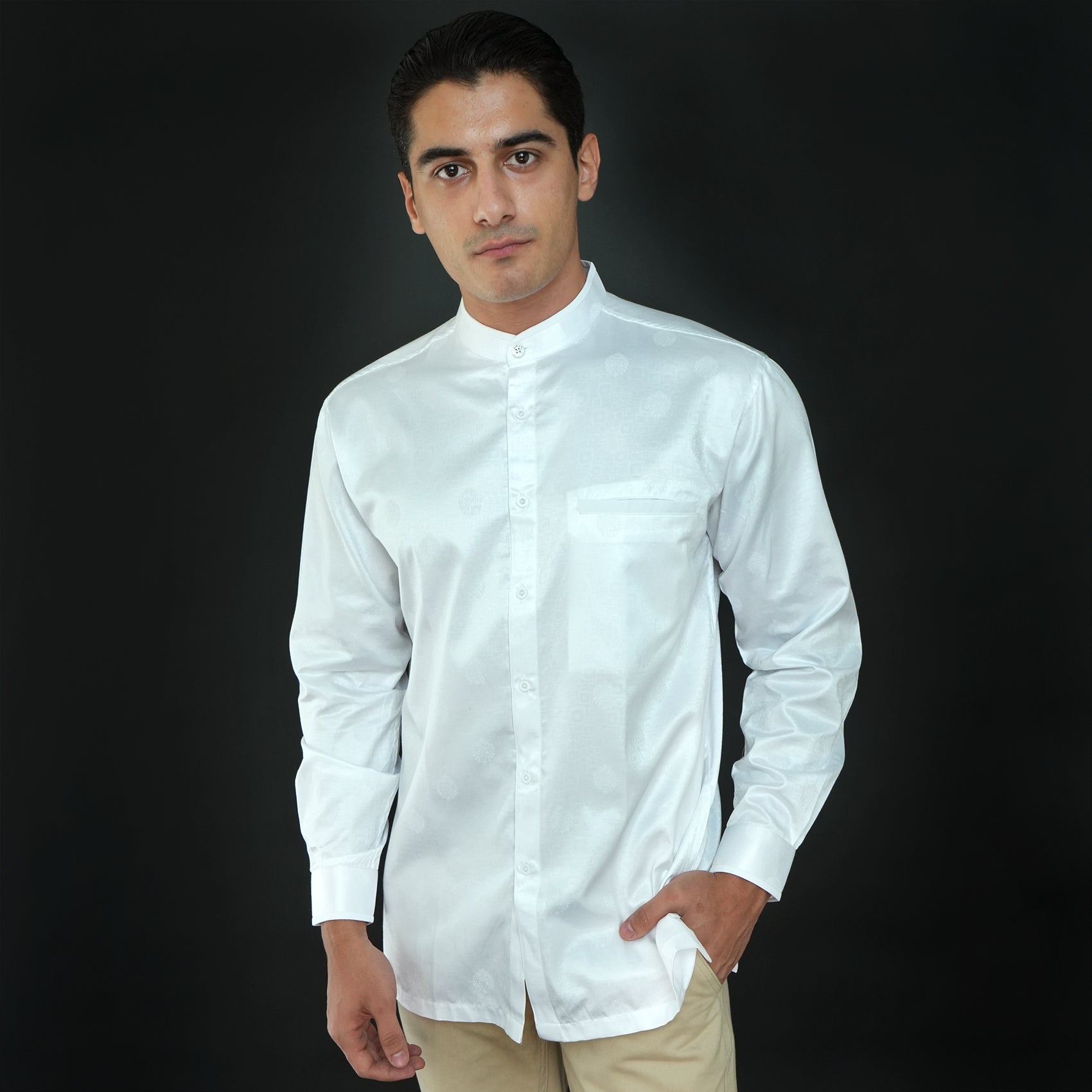 Koko Batik Syam Lengan Panjang 9982 White