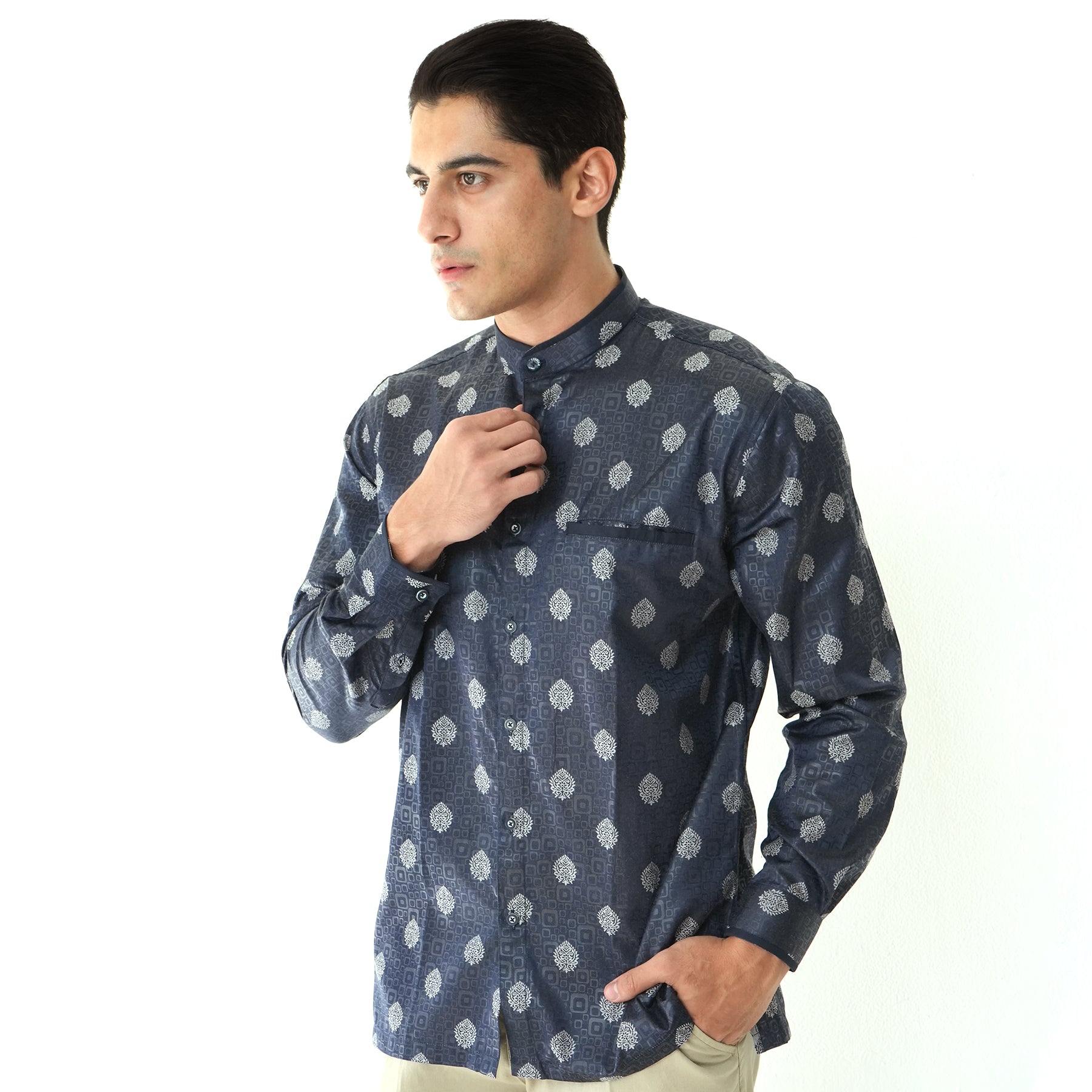 Koko Batik Syam Lengan Panjang 9982 Navy